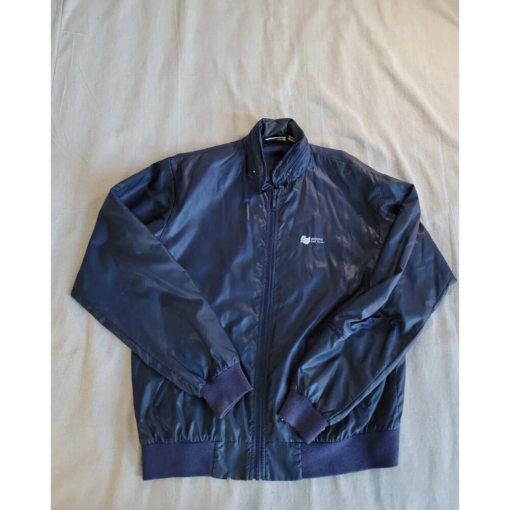 Vintage Izod Club Mens L Windbreaker Full‎ Zip Blue Lightweight Logo Dad Grandpa